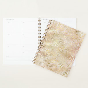 Glam Gold Rose Blush Pink Leopard Print Planer