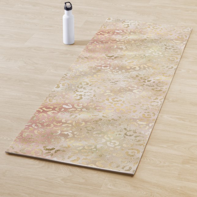 Glam Gold Rose Blush Pink Leopard Print Yogamatte (Beispiel)