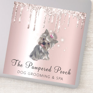 Glam Gold Rose Glitzer Tropfen Dog Grooming Servic Aufkleber