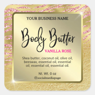 Glam Gold rose Zebra Imprimer Étiquettes de beurre
