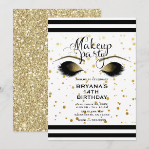 Glam Gold Schminke Wimpern Schönheit Punkte Party Einladung