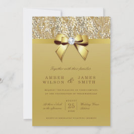 Glam Gold Sequins und Bow Wedding Einladung
