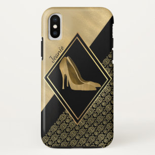 Glam Gold Stilletto Heels iPhone X Coque