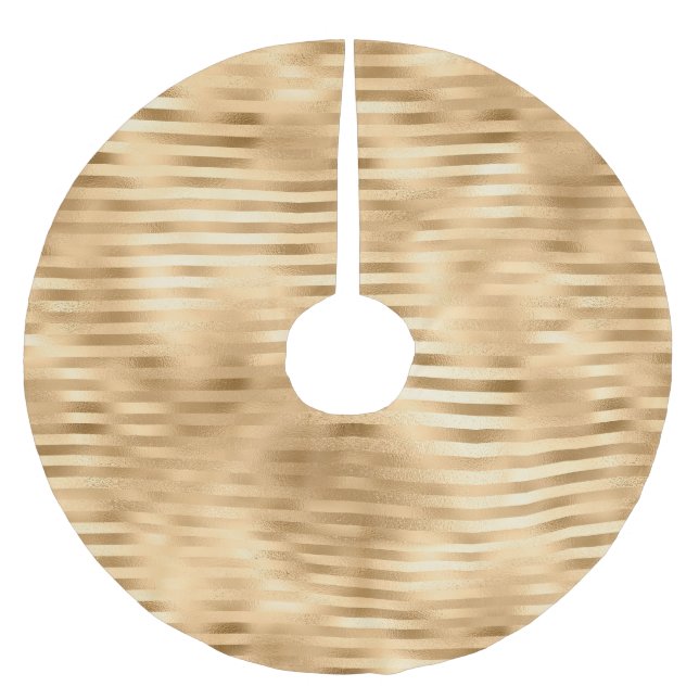 Glam Gold Streifen Polyester Weihnachtsbaumdecke (Vorderseite)