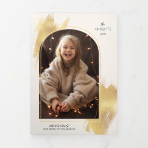 Glam Gold Swashes & Arch Foto Dreifach Gefaltete Urlaubskarte