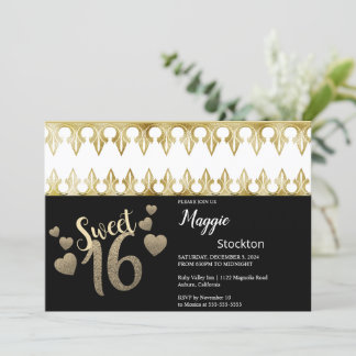 Glam Gold Sweet 16 Einladung