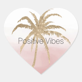 Glam Gold Tropical Palm Pink ombre Runder Aufkleber