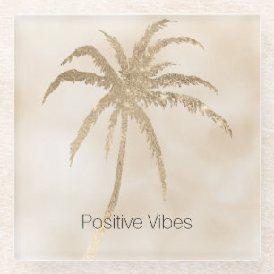 Glam Gold Tropical Palm Tree Ombre Glasuntersetzer