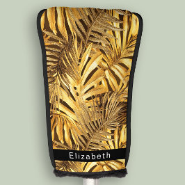 Glam Gold Tropische Blätter Personalisiert Golf Headcover