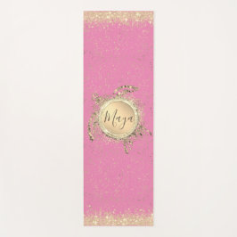 Glam Gold Turtle Stars auf rosa Personalisiert Yogamatte