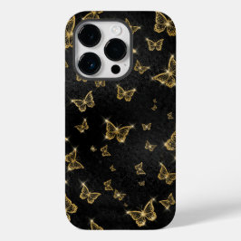 Glam Gold und schwarze Schmetterlinge Muster Case-Mate iPhone 14 Pro Hülle