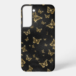 Glam Gold und schwarze Schmetterlinge Muster Samsung Galaxy Hülle