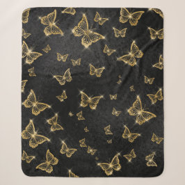 Glam Gold und schwarze Schmetterlinge Muster Sherpadecke