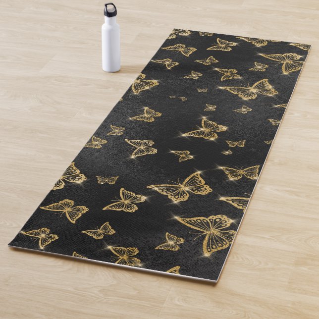 Glam Gold und schwarze Schmetterlinge Muster Yogamatte (Beispiel)