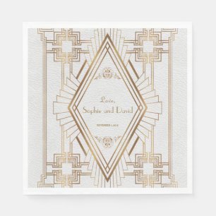 Glam Gold und White Great Gatsby Wedding Serviette