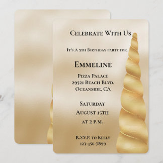 Glam Gold Unicorn Geburtstag Einladung