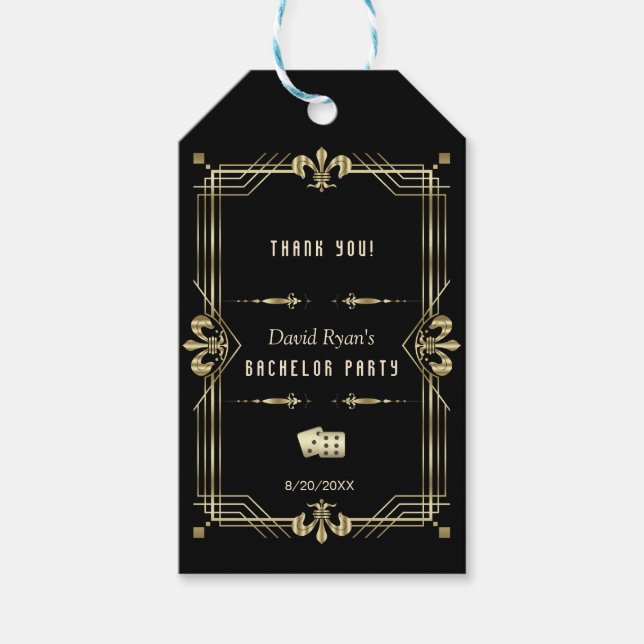 Glam Gold Vegas Casino Royale Bachelor Geschenkanhänger (Vorderseite)