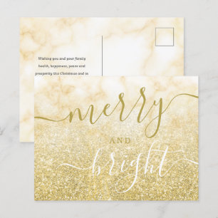 Glam GOLD Weihnachtsfeiertag Glitzer Marmor  Feiertagspostkarte