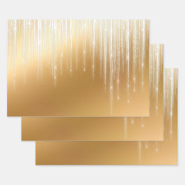 Glam Gold White Icicles Weihnachten Geschenkpapier Set