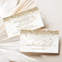 Glam Gold White Marble Glitzer Script
