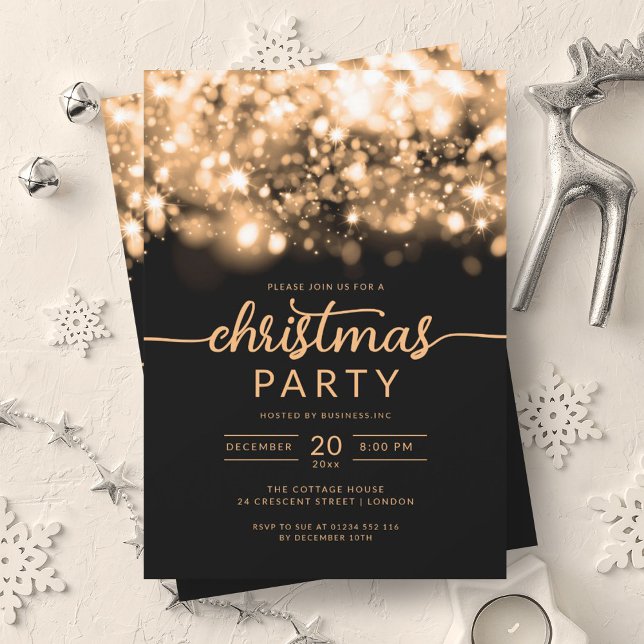 Glam Gold Winter Sparkling Company Xmas Party Einladung (Glam Gold Winter Sparkling Company Xmas Party Invitation)