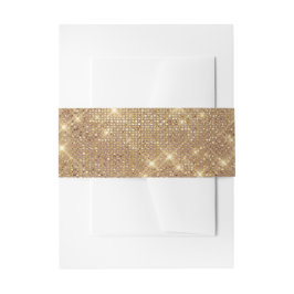 Glam Golden Funkelnd Glittery French Tulle Wedding Einladungsbanderole