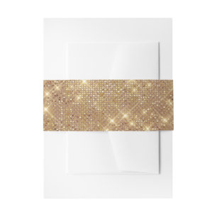 Glam Golden Funkelnd Glittery French Tulle Wedding Einladungsbanderole