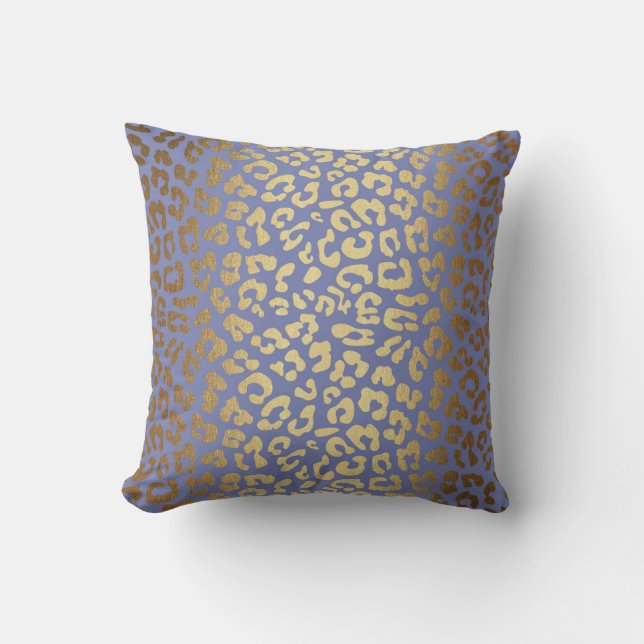 Glam Golden Lila Leopard Safari Kissen (Vorderseite)