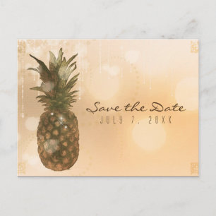Glam Golden Pineaple Save the Date Ankündigungspostkarte