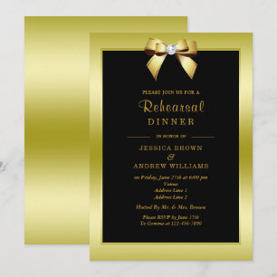 Glam Goldener Bogen & Schwarzes Probedinner Einladung