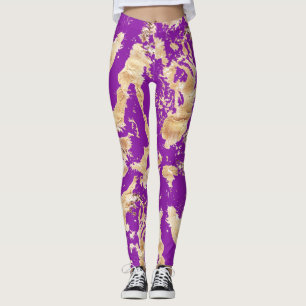 Glam Goldenes Marmormuster über Lila Leggings