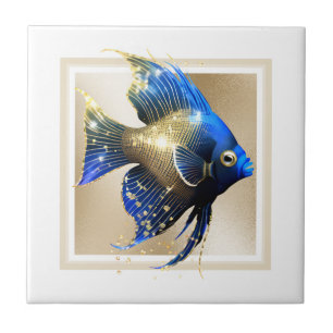 Glam Goldengel Fisch Blaues Meerwasserriff Fliese
