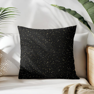 Glam goldfarbener Glitzer und Glitzern auf schwarz Kissen