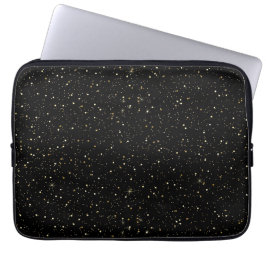 Glam goldfarbener Glitzer und Glitzern auf schwarz Laptopschutzhülle