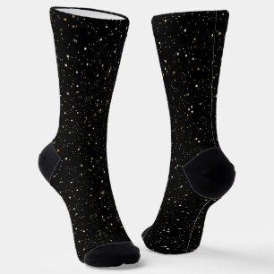 Glam goldfarbener Glitzer und Glitzern auf schwarz Socken