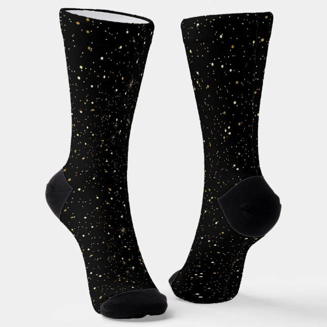 Glam goldfarbener Glitzer und Glitzern auf schwarz Socken (Gewinkelt)