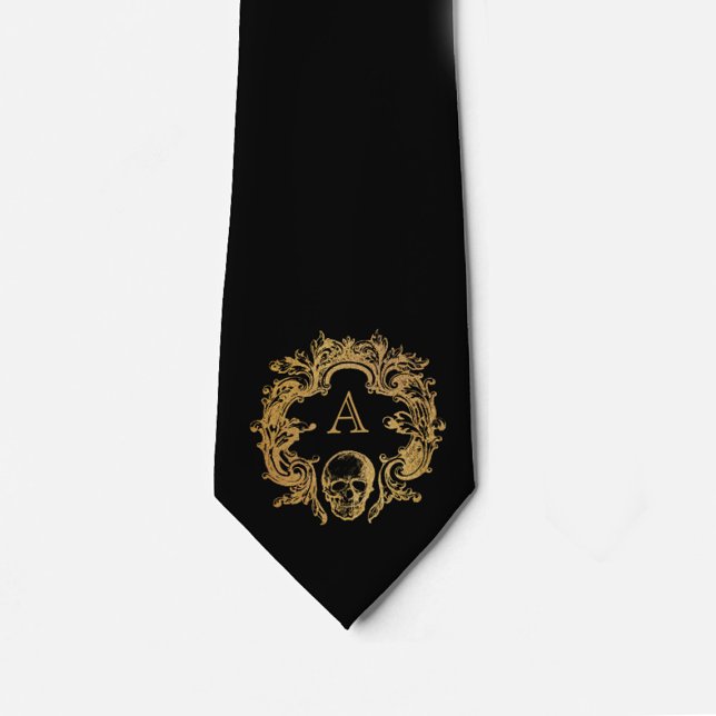 Glam gothique | CRAVATE | Monogramme | Noir (Créateur téléchargé)