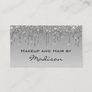 Glam Gray Silver Glitzer Tropfens Makeup Artist Visitenkarte