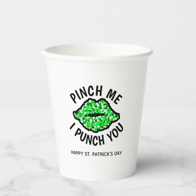 Glam Green Glitzer Kiss St Patricks Day Party  Pappbecher (Vorderseite)