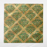 Glam Green Gold Damask Muster Fliese<br><div class="desc">Glam-grün-goldenes Muster,  ähnlich wie Damast</div>