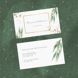 Glam Green Gold Eucalyptus individuell anpassbar Visitenkarte