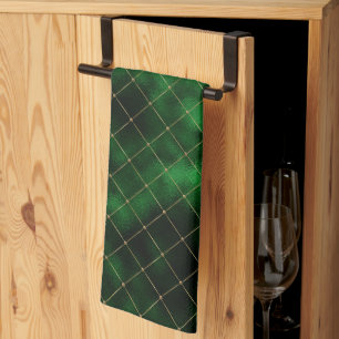 Glam Green Gold Geometric Graphic Geschirrtuch
