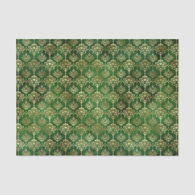 Glam Green Gold Muster Weihnachten Seidenpapier (Vorderseite)