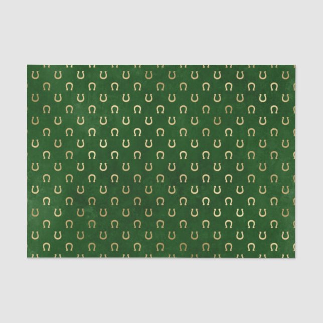 Glam Green Golden Horseshoe Graphic Seidenpapier (Vorderseite)