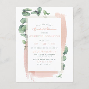 Glam Green Painted Sprigs Botanisches Brautparty Einladungspostkarte