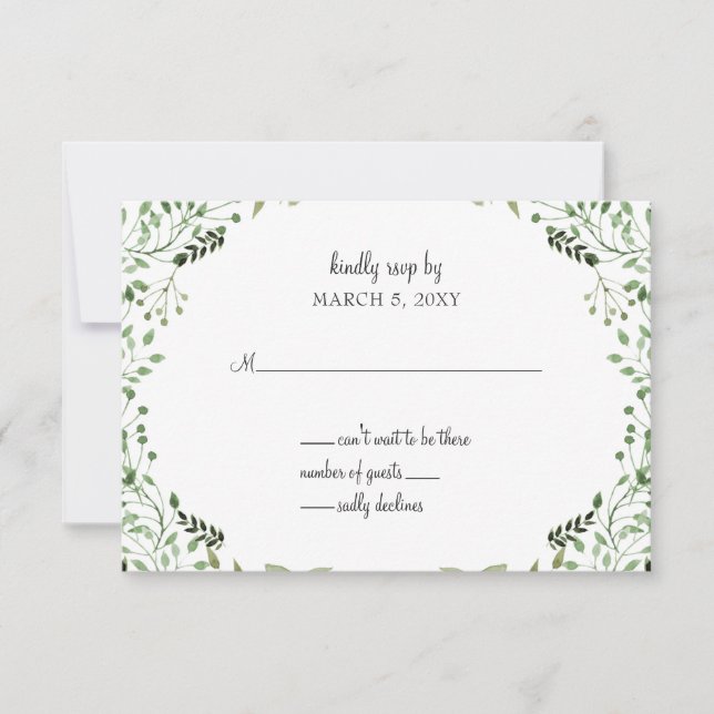 Glam Greenery invitations de mariage rsvp (Devant)