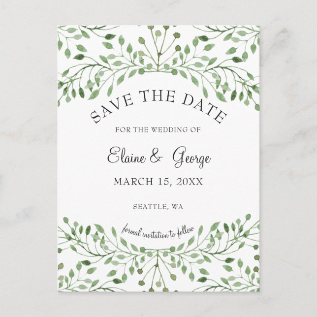 Glam Greenery mariage enregistrer les cartes de da (Devant)