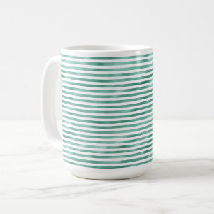 Glam Grüne Weiße Streifen Kaffeetasse