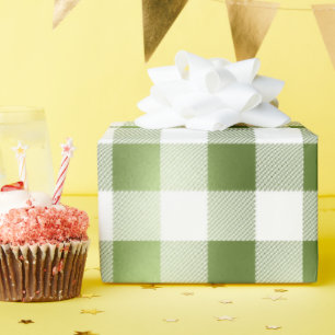 Glam Grünes Weißes Büffel-Karo Geschenkpapier