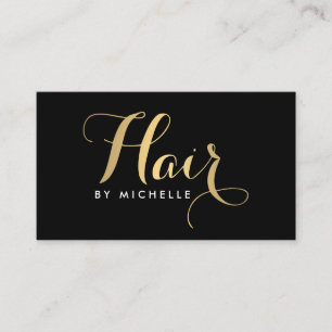 Glam Hairstylist Script Text Gold/Schwarz Visitenkarte